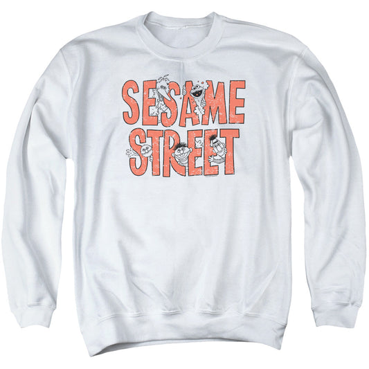 Sesame Street In Letters Mens Crewneck Sweatshirt White Officially Licensed