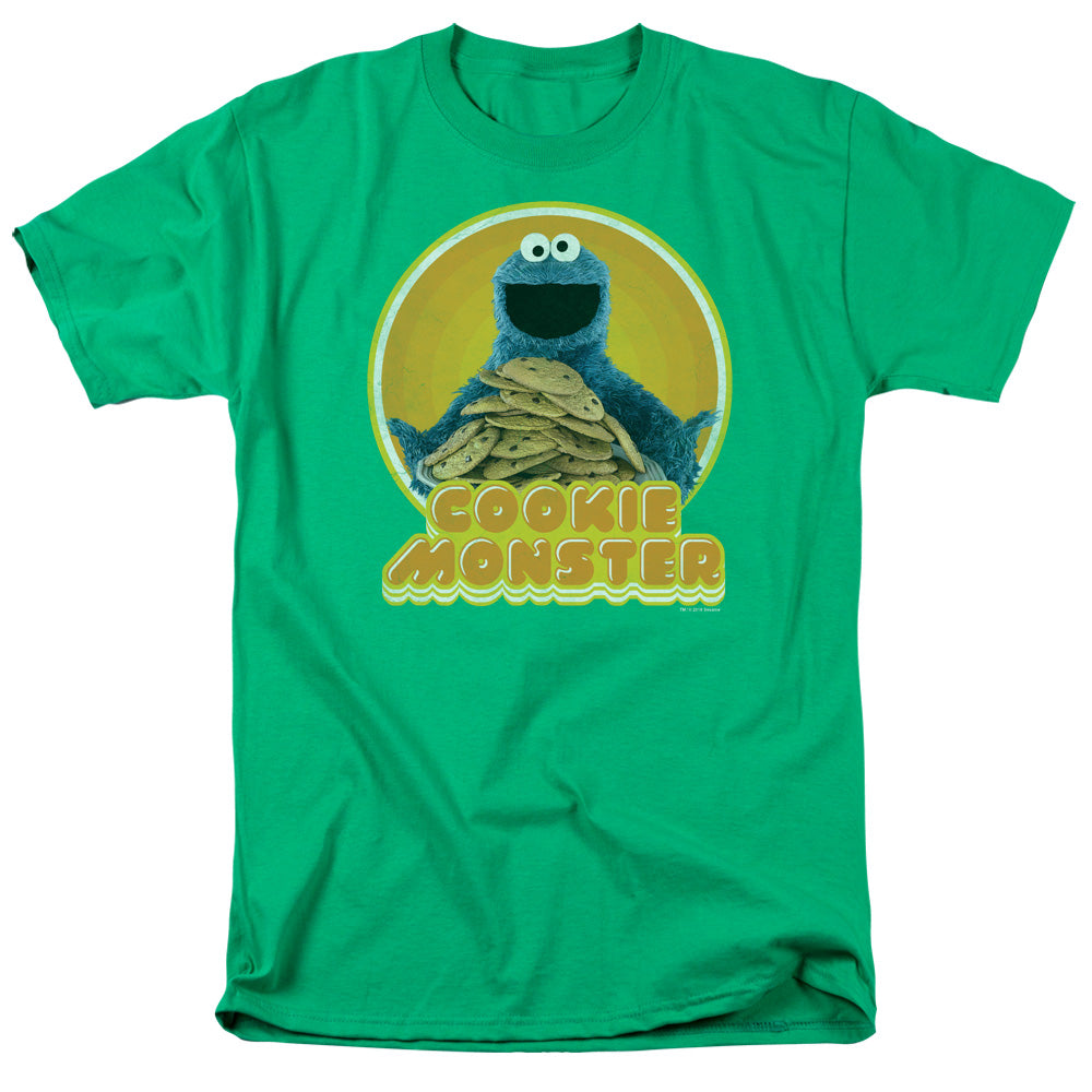 Sesame Street Cookie Iron On Mens T Shirt Kelly Green Officially Licensed