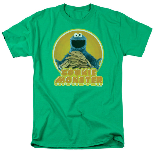 Sesame Street Cookie Iron On Mens T Shirt Kelly Green Officially Licensed