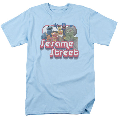 Sesame Street Groovy Group Mens T Shirt Light Blue Officially Licensed