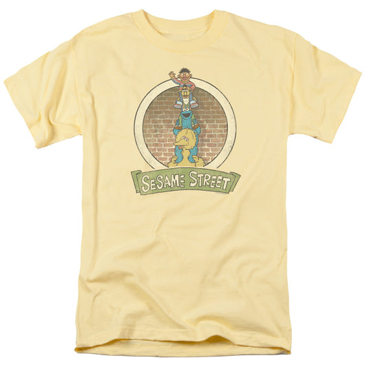 Sesame Street Stacked Group Mens T Shirt Banana Officially Licensed