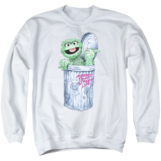 Sesame Street About That Street Life Mens Crewneck Sweatshirt White Officially Licensed