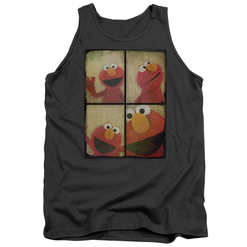 Sesame Street Photo Booth Elmo Mens Tank Top Shirt Charcoal Officially Licensed