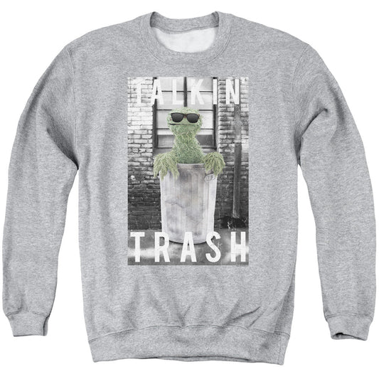 Sesame Street Talkin Trash Mens Crewneck Sweatshirt Athletic Heather Officially Licensed