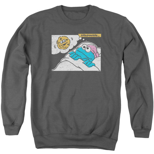 Sesame Street Meanwhile Mens Crewneck Sweatshirt Charcoal Officially Licensed