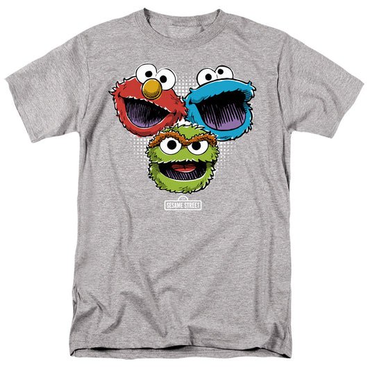 Sesame Street Halftone Heads Mens T Shirt Athletic Heather Officially Licensed