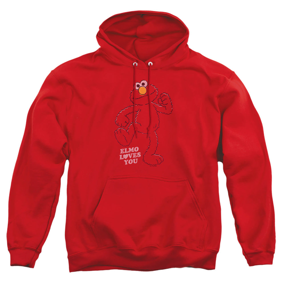 Sesame Street Elmo Loves You Mens Hoodie Red Officially Licensed