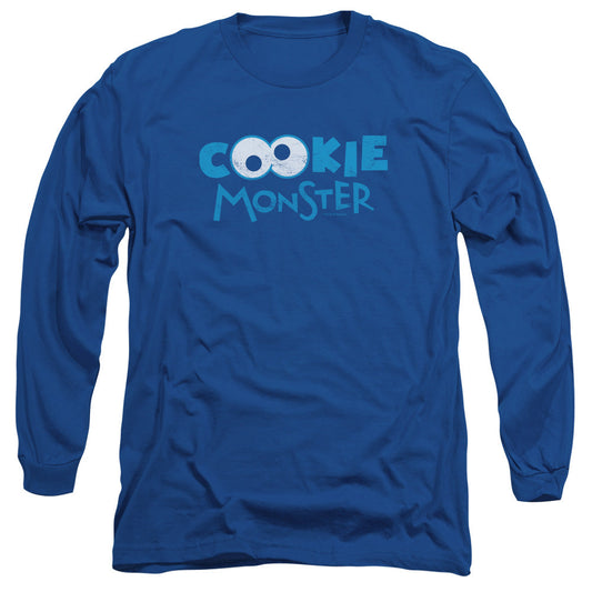 Sesame Street Cookie Eyes Mens Long Sleeve Shirt Royal Blue Officially Licensed