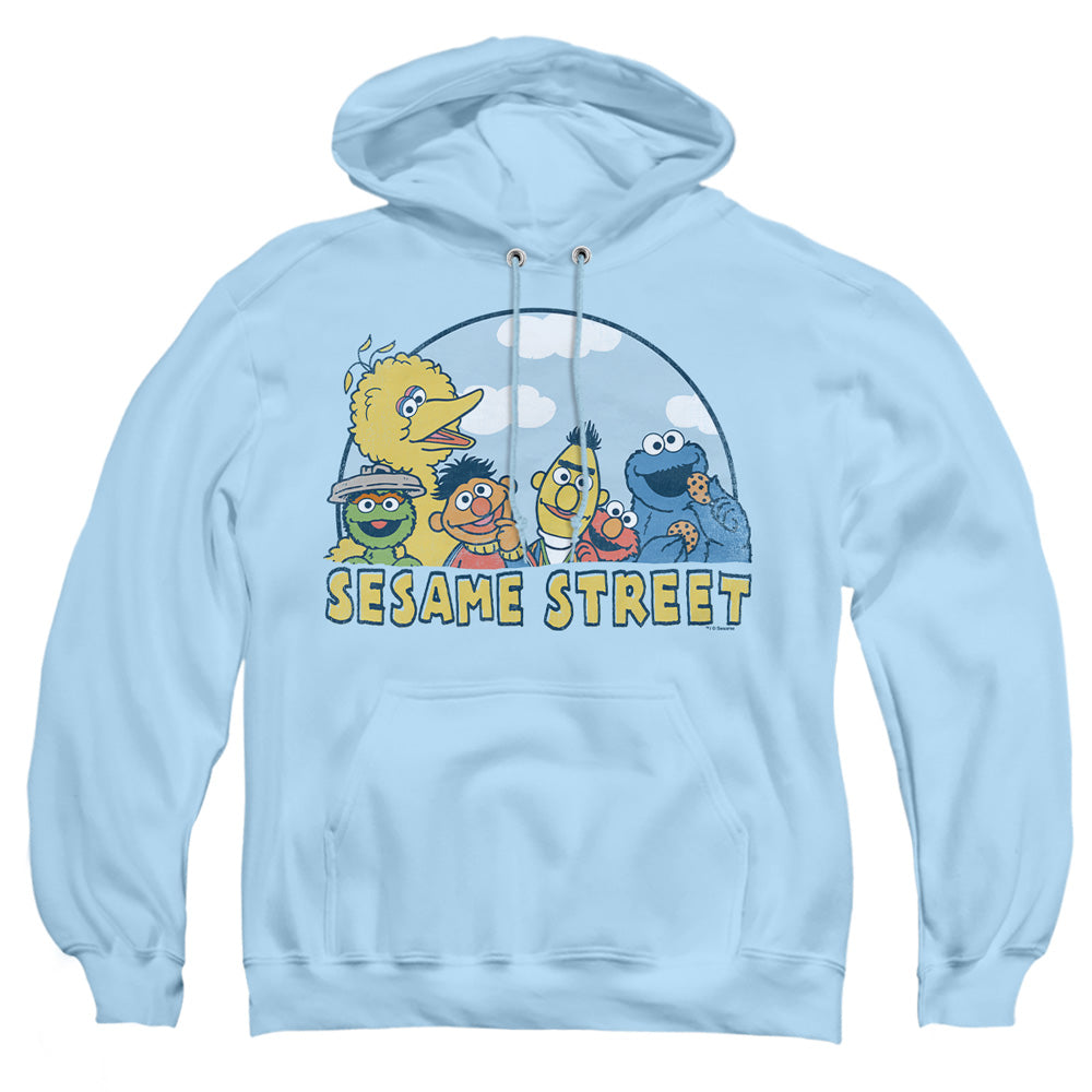 Sesame Street Sesame Group Mens Hoodie Light Blue Officially Licensed