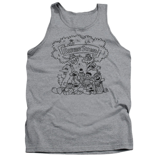 Sesame Street Simple Street Mens Tank Top Shirt Athletic Heather Officially Licensed