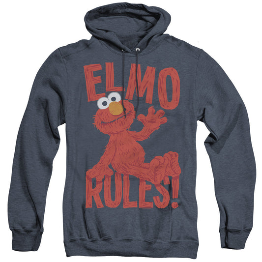 Sesame Street Elmo Rules Mens Heather Hoodie Navy Officially Licensed