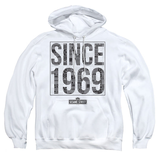 Sesame Street Since 1969 Pattern Mens Hoodie White Officially Licensed