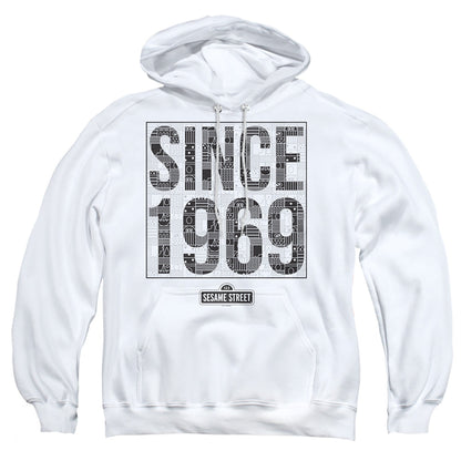 Sesame Street Since 1969 Pattern Mens Hoodie White Officially Licensed