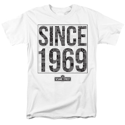 Sesame Street Since 1969 Pattern Mens T Shirt White Officially Licensed