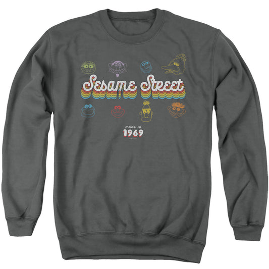 Sesame Street Made In 1969 Mens Crewneck Sweatshirt Charcoal Officially Licensed