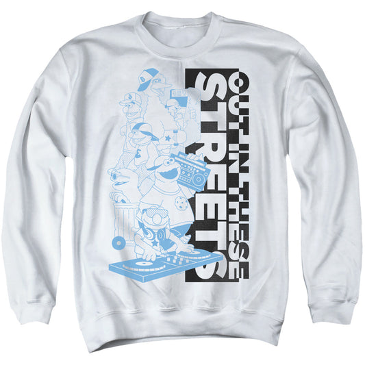Sesame Street Out In These Streets Mens Crewneck Sweatshirt White Officially Licensed