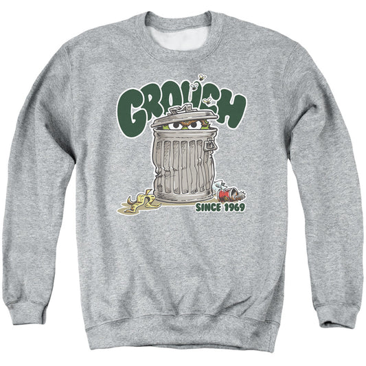 Sesame Street Grouch Mens Crewneck Sweatshirt Athletic Heather Officially Licensed