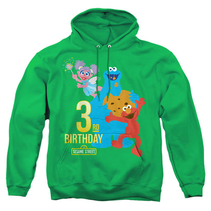 Sesame Street 3Rd Birthday Mens Hoodie Kelly Green Officially Licensed