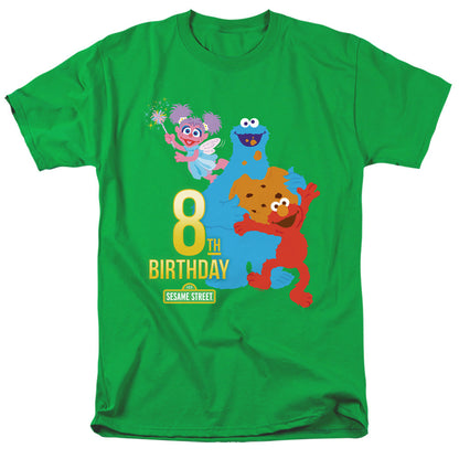 Sesame Street 8Th Birthday Mens T Shirt Kelly Green Officially Licensed
