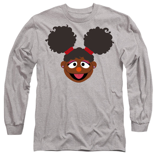 Sesame Street Gabrielle Face Mens Long Sleeve Shirt Athletic Heather Officially Licensed