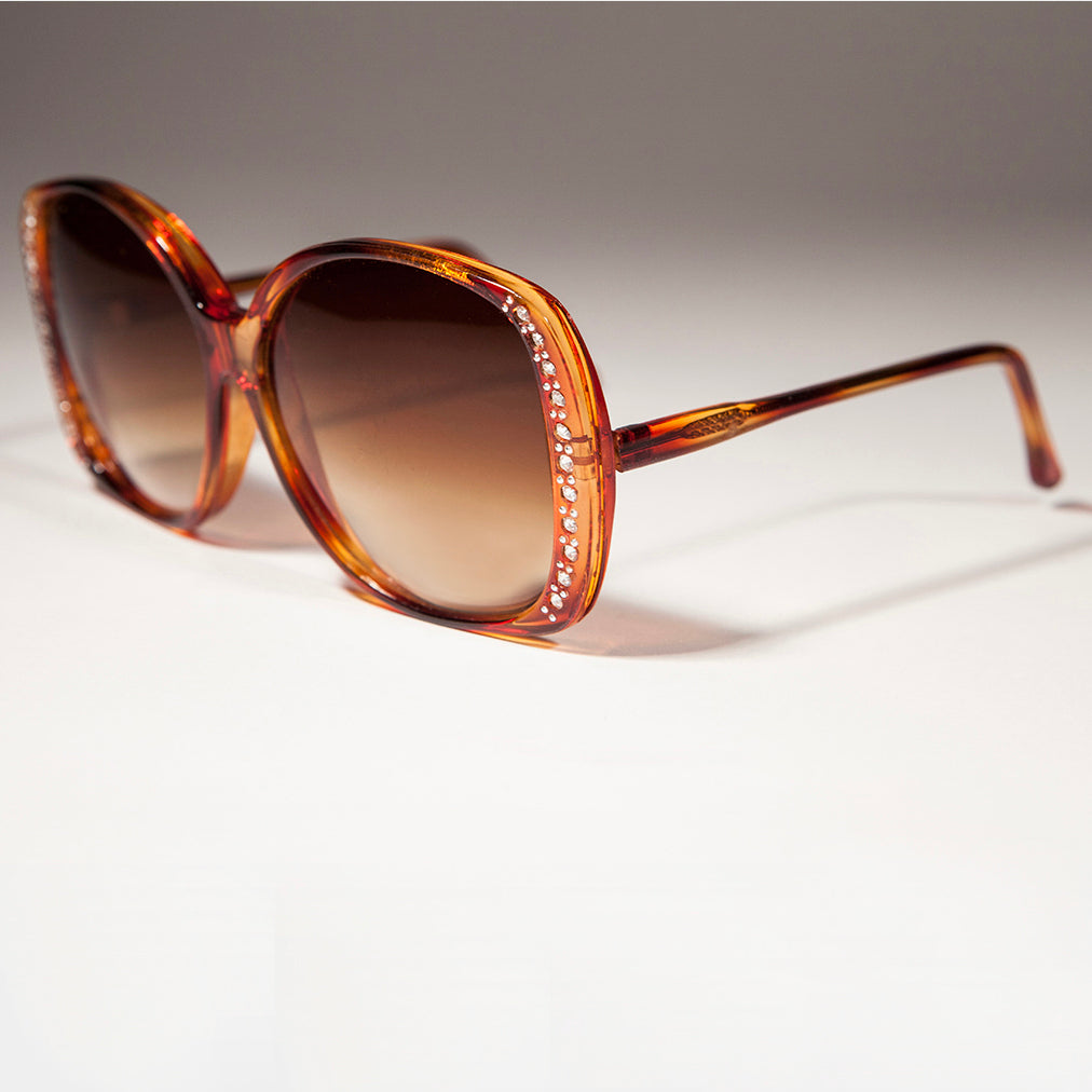 Rhinestone Oversized Vintage Sunglasses - Stardust