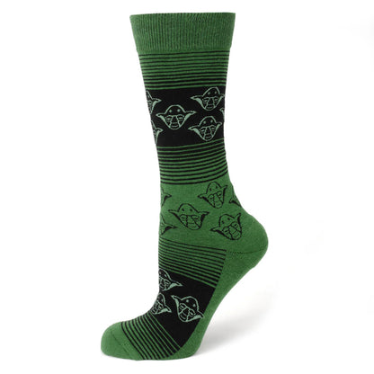 Star Wars Yoda Green and Black Ombre Pattern Dress Socks with Jedi Crest Lapel Pin