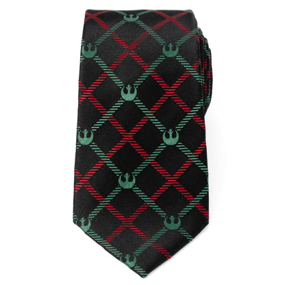 Star Wars Rebel Alliance Crest Red, Green, and Black Plaid Tie