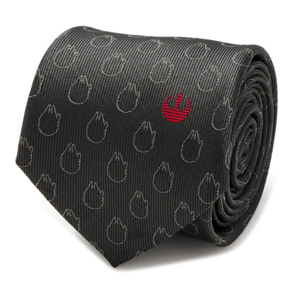 Star Wars Rebel Alliance and Millennium Falcon Gray Tie with Red Crest