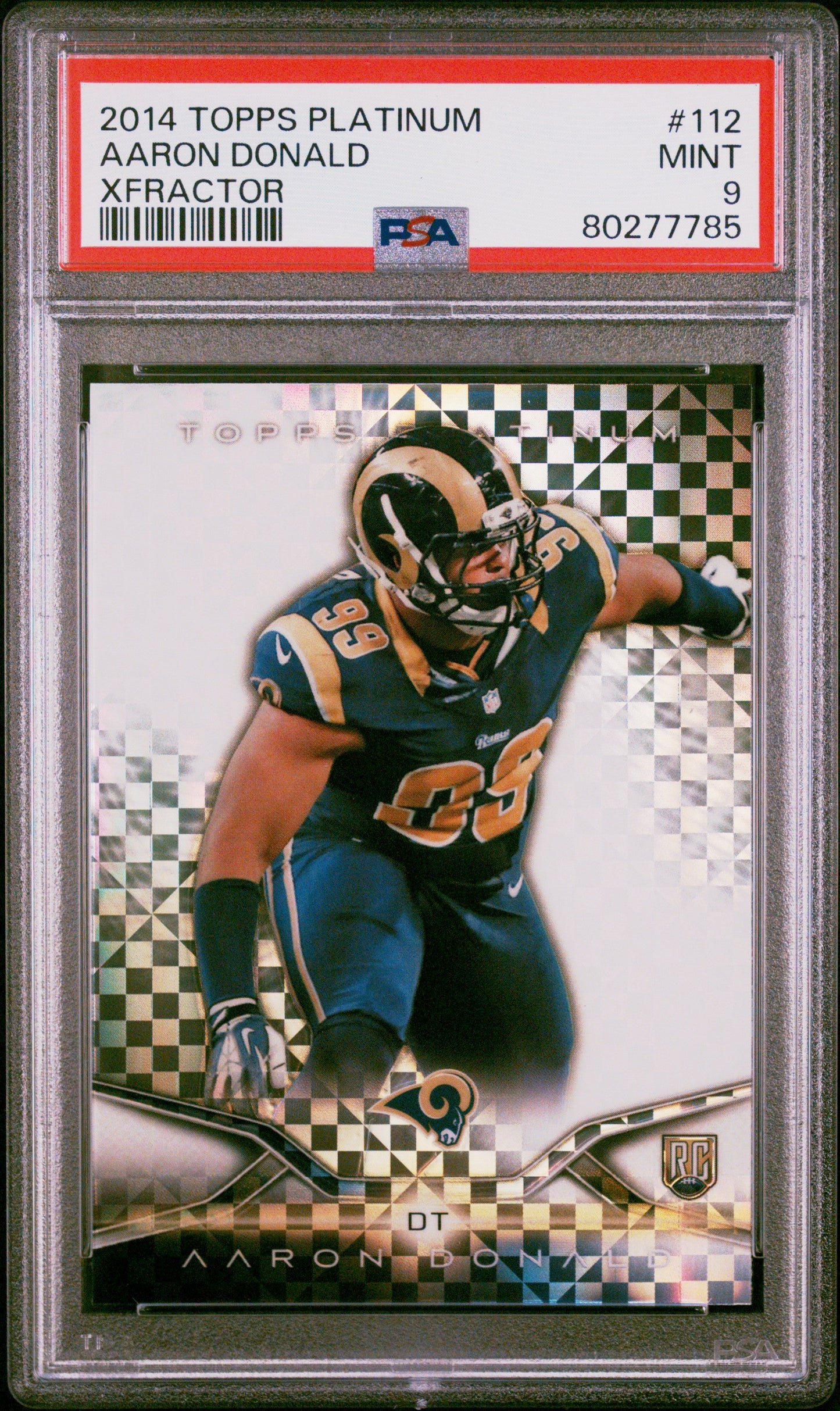 Graded 2014 Topps Platinum Aaron Donald #112 Xfractor Rookie RC Football Card PSA 9 Mint