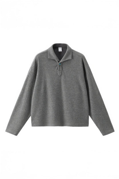 Vintage Italian Polo Shirt - Long Sleeve, Loose Fit, Classic Collared