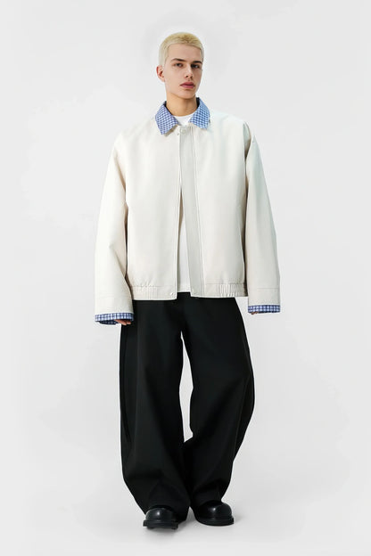 Checked Pattern Work Bomber Jacket