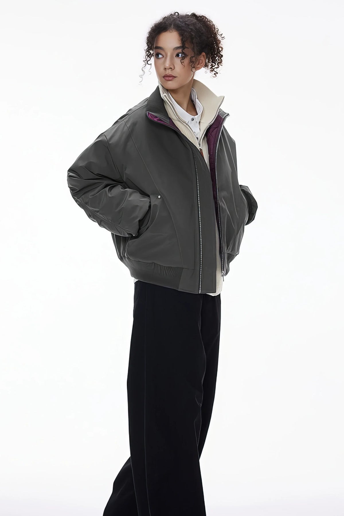 Unisex Stand Collar Cotton Flight Jacket for Casual Wear