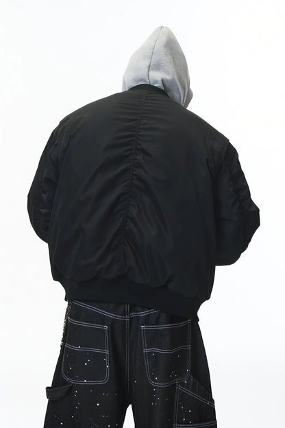 Unisex Detachable Layered Baseball Hoodie Jacket
