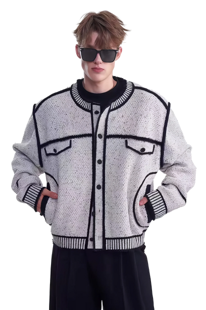 Knitted Sweater Jacket with Mark Pen Design