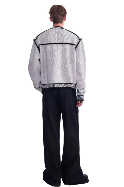 Knitted Sweater Jacket with Mark Pen Design