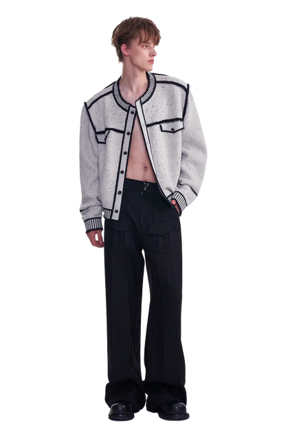 Knitted Sweater Jacket with Mark Pen Design