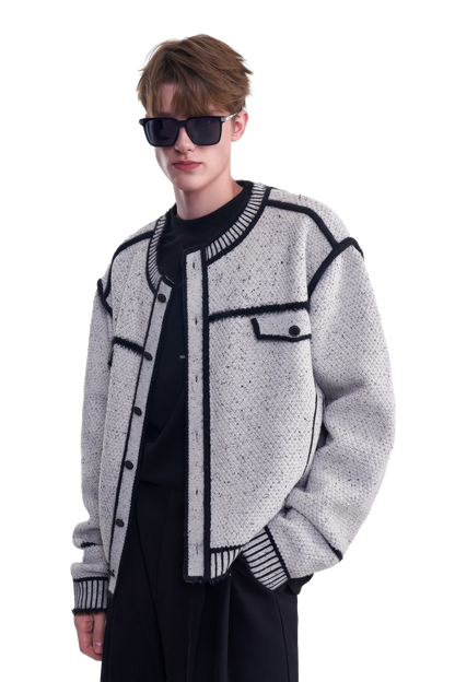 Knitted Sweater Jacket with Mark Pen Design