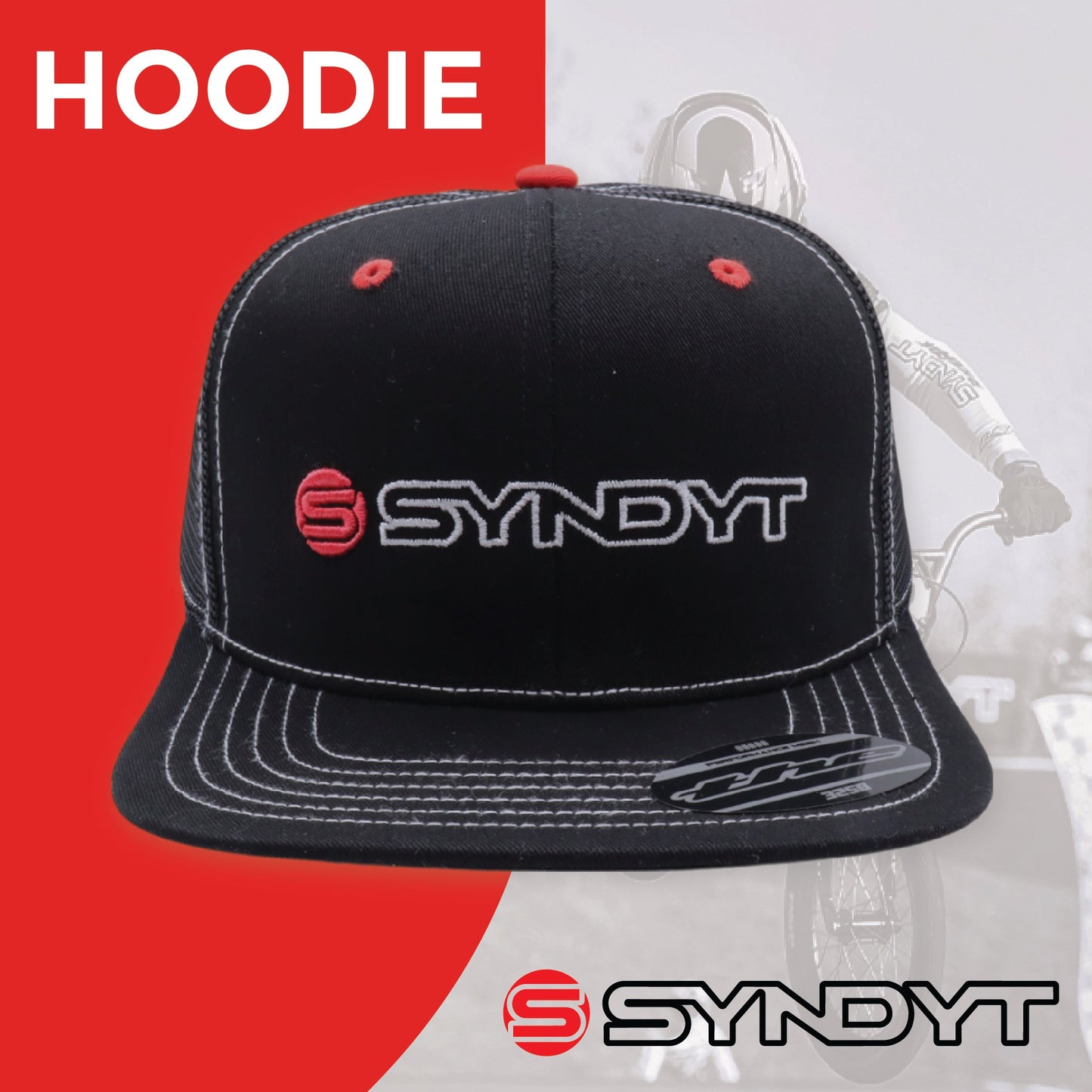 Syndyt Black Mesh Flat Bill Snapback Hat