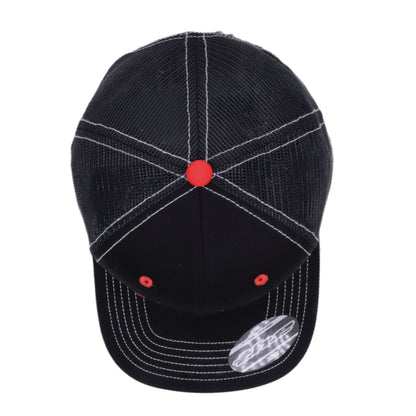 Syndyt Black Mesh Flat Bill Snapback Hat