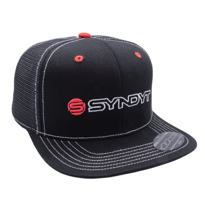 Syndyt Black Mesh Flat Bill Snapback Hat