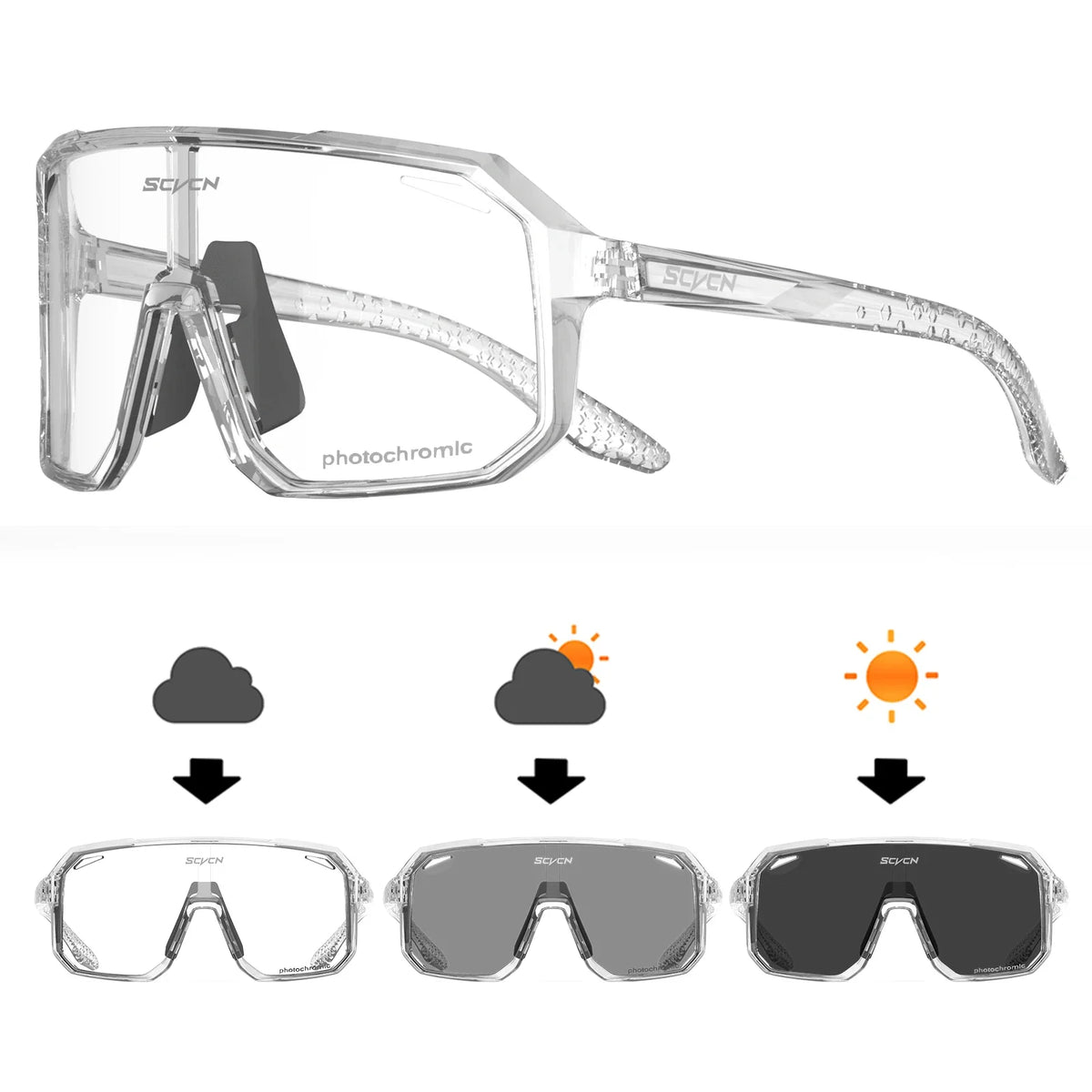 Scvcn Cycling Glasses Photochromic Mens Bike Sunglasses for Mountain Bicycle Eyewear Cycle Goggles Sports UV400 Polarized MTB