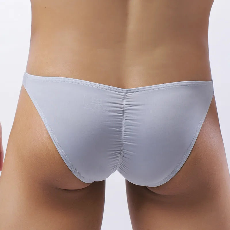 White Wrinkle Large Size Briefs High Elastic Ice Silk Man Underwear