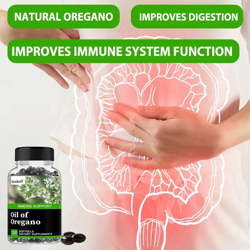 Oregano Oil, Vegan Liquid Capsules - Immune and Gut Support Supplement for Digestive Health
