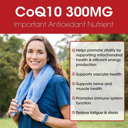 BBEEAAUU Coenzyme Q10 Capsules Heart Health Supplement COQ10 Supports Cardiovascular Health Blood Pressure Health
