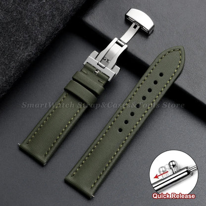 Samsung Galaxy Watch 7, 6, 5, 4 & FE Sailcloth Band with Butterfly Clasp