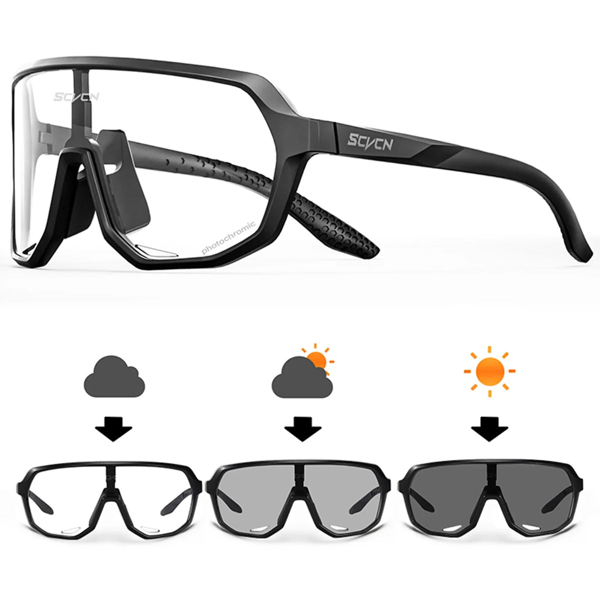 Scvcn-New Sunglasses Photochromic Cycling Glasses for Men Bicycle Mountain Bike Cycling Goggles UV400 MTB Polarized Road Women