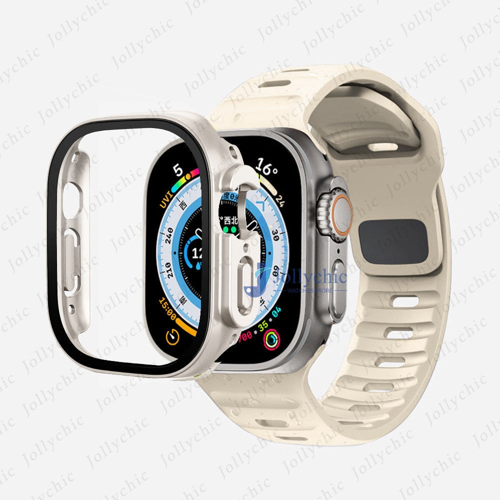 Silicone Sport Band+Case for Apple Watch Ultra Band Case Strap