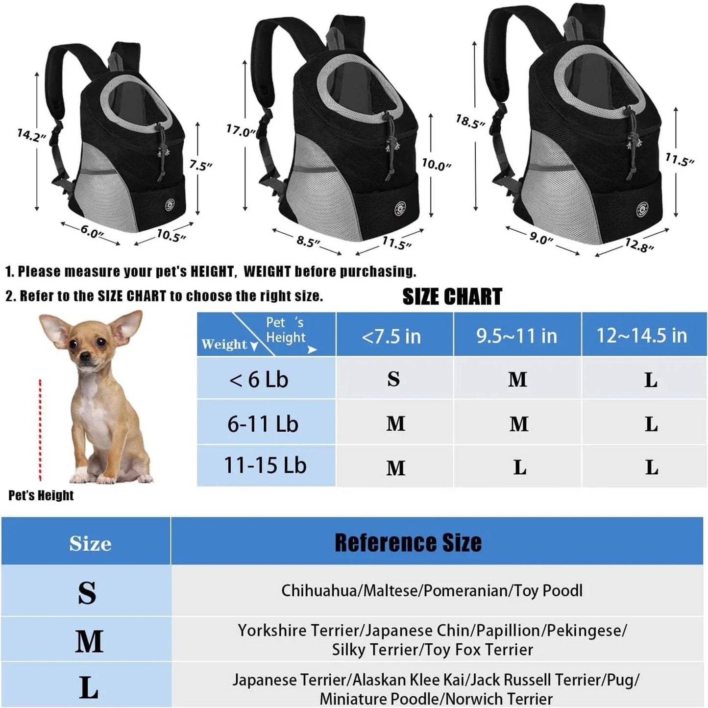 Dog Shoulder Carrier Backpacks Comfortable Front Backpack Carrier for Biking Hiking Camping