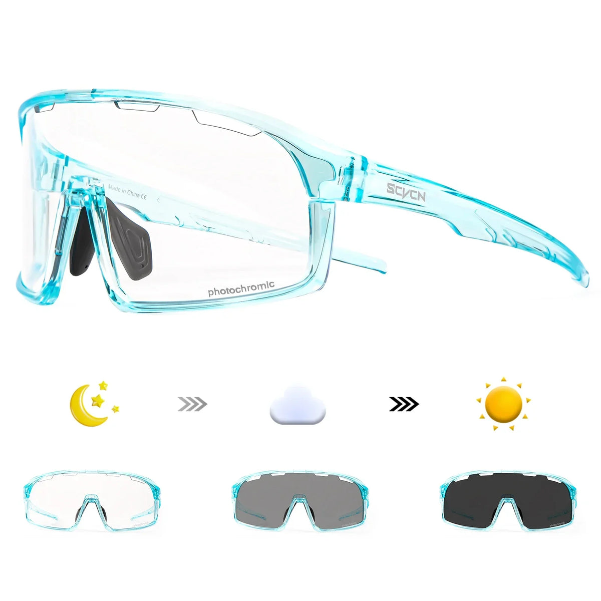 SCVCN Men Outdoor Sports Glasses Photochromic Sunglasses Bicycle Cycling Glasses Women Driving Bike Eyewear UV400 Hiking Goggles