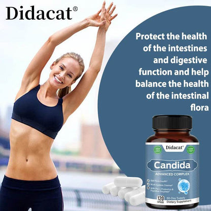 Candida Advanced Complex, Intestinal Supplement, Digestive Support, Constipation, Weight Loss, with Probiotic Digestive Enzymes